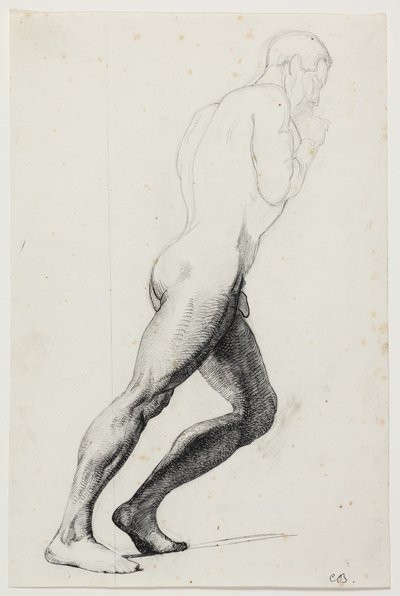 Studie voor Samsons been voor het museum schilderij "Samson bij de Filistijnen" door Carl Bloch