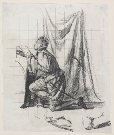 Ontwerp voor de ets "De jonge man en de dood" door Carl Bloch