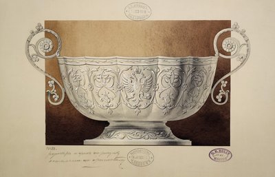 Ontwerp van een kom versierd met de dubbelkoppige adelaar. Serie De Bruidsschat van Grootvorstin Maria door Carl Edvard Bolin company