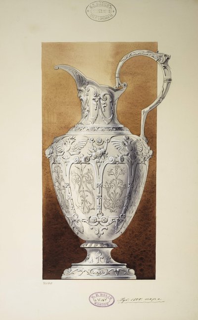 Ontwerp van een kan. Serie De Bruidsschat van Grootvorstin Maria Pavlovna door Carl Edvard Bolin company