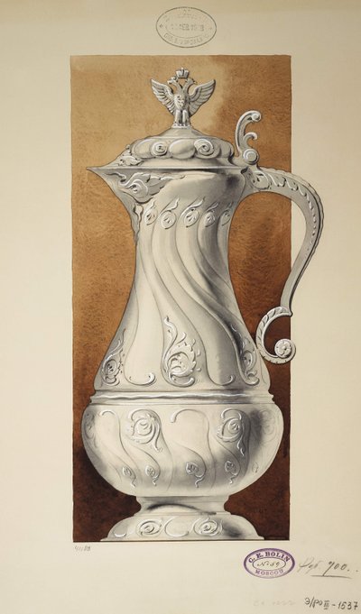 Ontwerp van een wijnkan. Serie De Bruidsschat van Grootvorstin Maria Pavlovna, 1907-1908 door Carl Edvard Bolin company