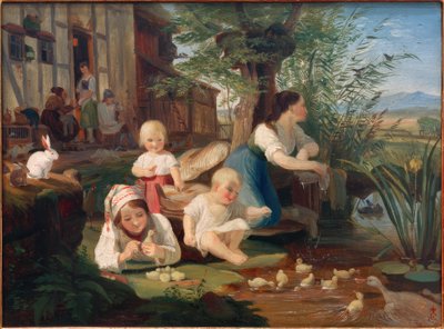 Moeder met kinderen door Carl Engel von Rabenau