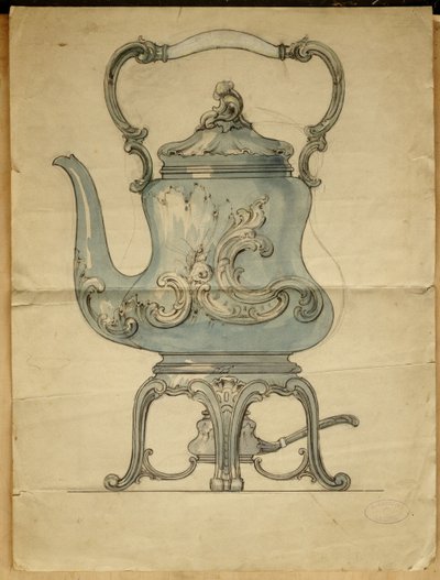 Een gevormde zilveren ketel en standaard, Huis van Carl Faberge door Carl Fabergé