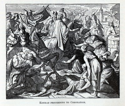 Konrad op weg naar de kroning, 1882 door Carl Ferdinand Obermann