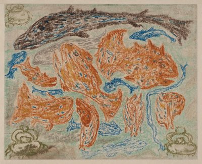Gele vissen en blauwe krabben door Carl Fredrik Hill