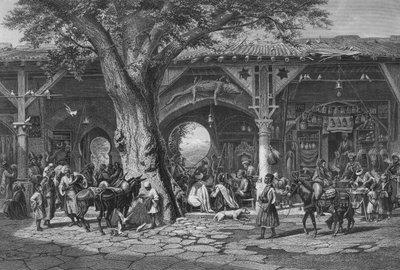 Een Straat in Damascus, gegraveerd door C. Bertrand door Carl Friedrich Heinrich Werner
