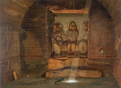 Een graf in El-Kab, een van de 24 illustraties geproduceerd door G.W. Seitz, gedrukt ca. 1873 door Carl Friedrich Heinrich Werner