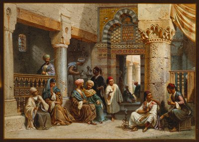 Arabische figuren in een koffiehuis door Carl Friedrich Heinrich Werner