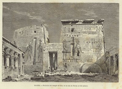 Egypte - zuilengang van de tempel van Isis op het eiland Philae door Carl Friedrich Heinrich Werner