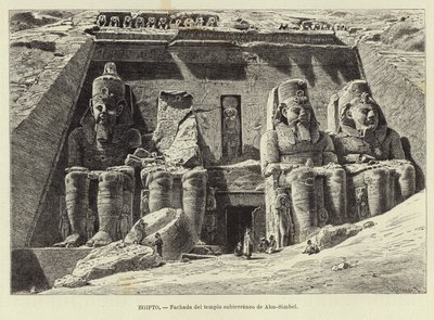 Egypte - Gevel van de ondergrondse tempel van Abu Simbel door Carl Friedrich Heinrich Werner