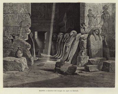Egypte - Interieur van de tempel van Opet in Karnak door Carl Friedrich Heinrich Werner