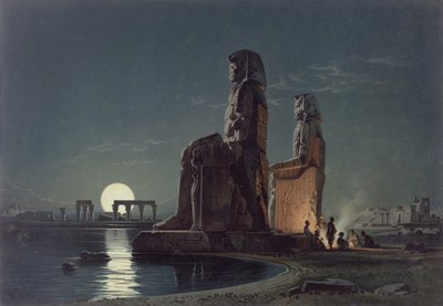 De Kolossen van Memnon, Thebe, een van 24 illustraties geproduceerd door G.W. Seitz, gedrukt ca. 1872 door Carl Friedrich Heinrich Werner