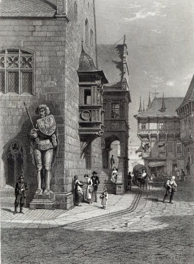 Stadhuis, Halberstadt, gegraveerd door E. Joubert door Carl Friedrich Heinrich Werner