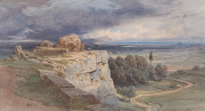 Uitzicht op Norba vanuit het noorden, richting San Felice Circeo, 1856 door Carl Friedrich Heinrich Werner