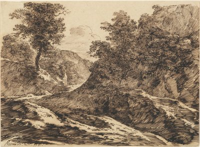 Een Pad door een Heuvelachtig Landschap door Carl Friedrich Ludwig Felix von Rumohr
