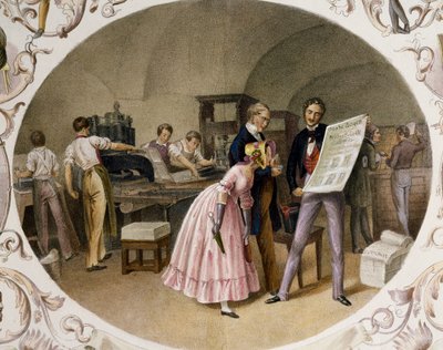 Interieur van drukkerij door Carl and Geiger Peter Johann Nepomuk Kunz