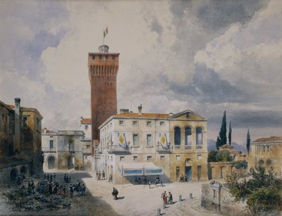 Marktplaats in Piacenza door Carl Georg Anton Graeb
