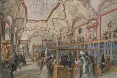 De Marmeren Hal van de Ambraser Galerie in de Lage Belvedere, Wenen, 1876 door Carl Goebel