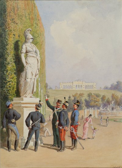 In de tuin van Schloss Schönbrunn in Wenen door Carl Goebel d. J.