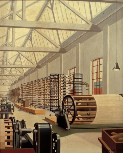 Voorbereidingszaal (weverij) door Carl Grossberg