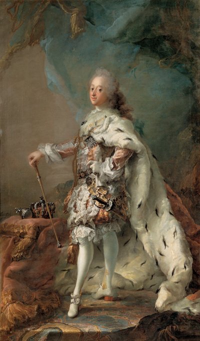 Frederik V in zijn zalvingsgewaden door Carl Gustaf Pilo