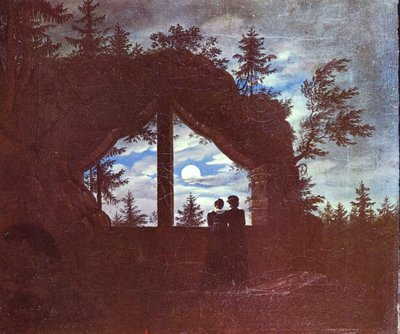 Duits: Venster bij Oybin bij maanlicht door Carl Gustav Carus