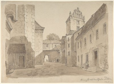 Uitzicht op de binnenplaats van het kasteel in Döben door Carl Gustav Carus