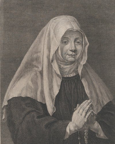 Portret van een biddende non door Carl Guttenberg