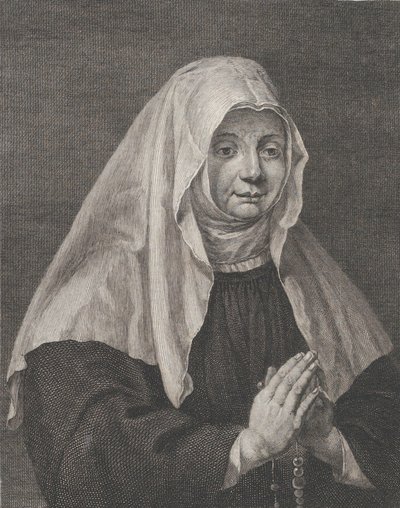 Portret van een biddende non, ca. 1771 door Carl Guttenberg