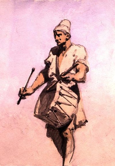 Een trommelaar in de huwelijksstoet, Caïro door Carl Haag