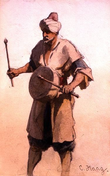 Trommelaar in de Huwelijksstoet, Caïro door Carl Haag