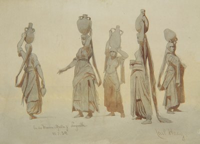 Vrouwelijke waterdragers, Nazareth, 1859 door Carl Haag