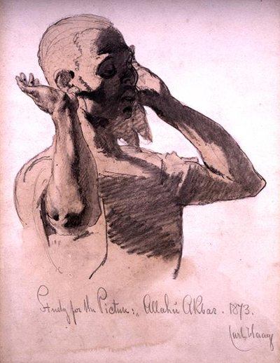 Biddende Figuur, een Studie voor het Schilderij, Allaha Akbar, 1873 door Carl Haag