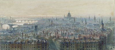 Panorama van Londen vanaf de top van het Monument, kijkend naar het westen, 1848 door Carl Haag