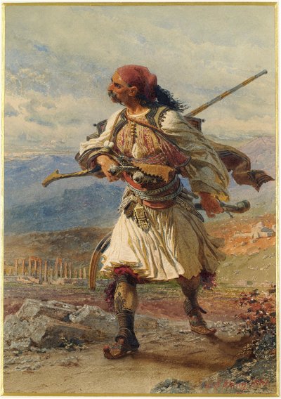 Portret van een Armatole, Griekse krijger door Carl Haag