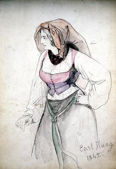 Studie van een dame in Italiaanse klederdracht door Carl Haag