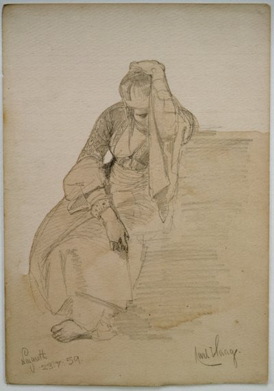 Studie van een zittende dame, Nazareth, 1859 door Carl Haag