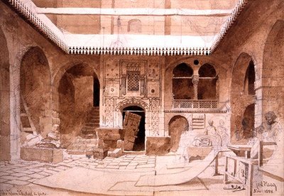 De Chan Chaleel Tapijtenbazaar in Caïro, 1858 door Carl Haag