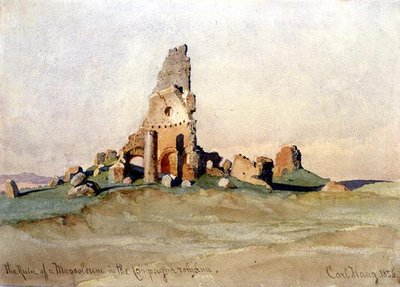 De ruïne van een mausoleum op het Romeinse platteland door Carl Haag