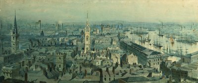 Uitzicht op Londen vanaf het Monument naar het Oosten, 1848 door Carl Haag