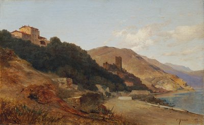 Italiaans avondlandschap (Herfstavond aan de Riviera bij Bordighera) door Carl Hasch