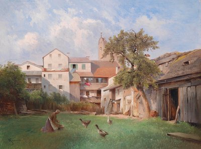 Carl Haunold Hof van het zeepziederijhuis in Tittmoning 1907 door Carl Haunold