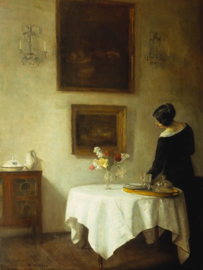 Een Vrouw bij een Eettafel door Carl Holsoe