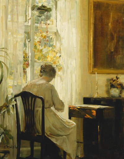Een vrouw in een interieur door Carl Holsoe