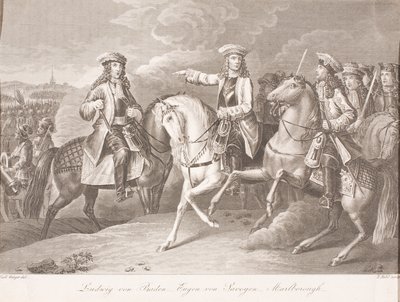 Markgraaf Ludwig Wilhelm van Baden-Baden, Prins Eugen van Savoye en John Churchill, Hertog van Marlborough door Carl Joseph Geiger