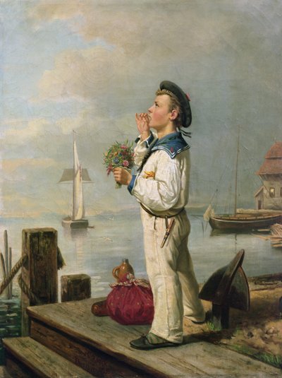 Kleine matroos wachtend op de kade door Carl Julius Lorck