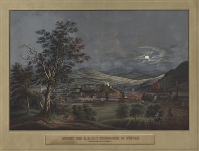 Zicht op de K. K. Privé IJzerfabriek in Zöptau door Carl Julius Rieden