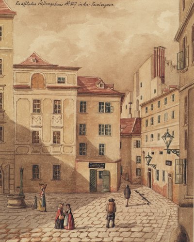 Het Knaffelsche Stichtinghuis in de Jacobergasse nr. 807 in Wenen door Carl L. Wiesböck