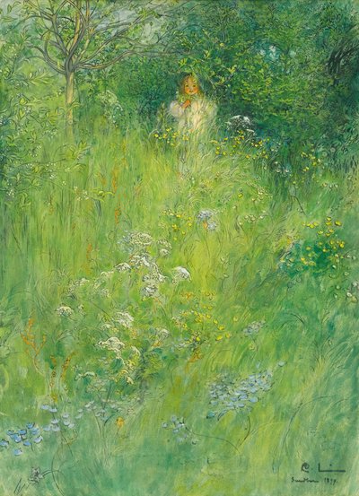 Een fee of Kersti in de weide door Carl Larsson