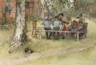 Ontbijt onder de Grote Berk, uit de serie Een Huis, c.1895 door Carl Larsson